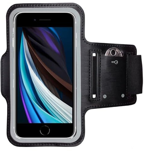 CoverKingz Sportarmband für iPhone SE [2020/2022] - Handy Armband Schwarz | Armtasche mit Schlüsselfach, Oberarm Halterung, Sport Laufarmband
