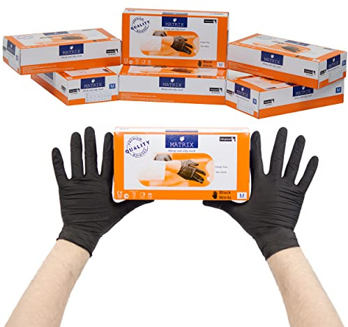 Einweghandschuhe Einmalhandschuhe | Nitril Handschuhe Gummihandschuhe Einweg Handschuhe | Puderfrei Latexfrei Nitrilhandschuhe (M, Schwarz, 100)