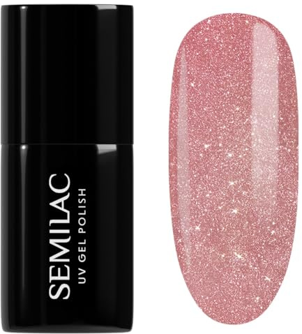 Semilac UV Nagellack 332 Pink My Dust 7 ml – Cat Eye Effekt, eleganter Nude-Ton mit pink-violettem Schimmer – Cat-Eye-Kollektion