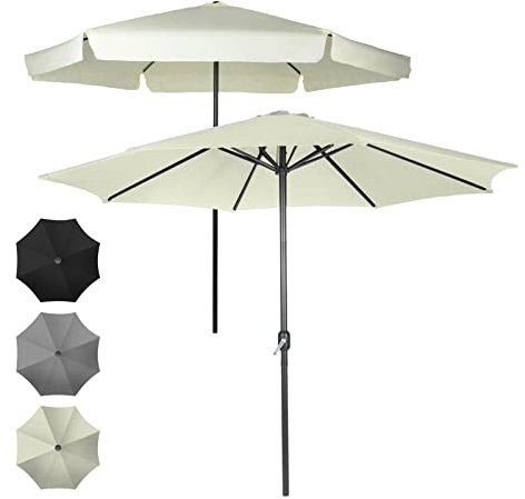MIADOMODO® Sonnenschirm - Ø250/300cm, Handkurbel, Wasserabweisend, Platzsparend, Farbwahl, Balkon, Terasse, Garten - Ampelschirm, Gartenschirm, Terassenschirm, Balkonschirm (Ø 250 cm, Beige)