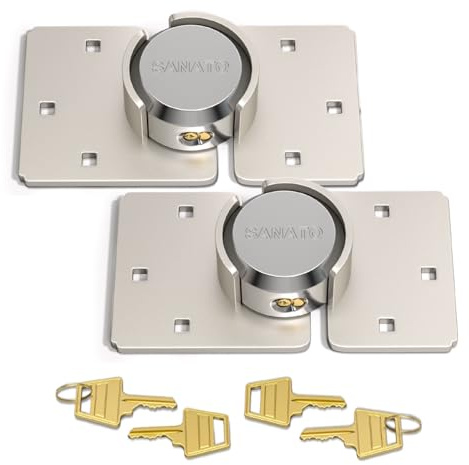 SANATO Hidden Shackle Padlocks Keyed Alike Padlocks, Solid Steel Trailer Door Locks for Cargo, Safety Van Lock (2 Packs with 4 Keys with Hasp)