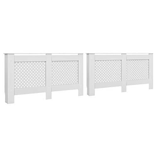 Chusui Heizkörperverkleidungen 2 STK Heizkörperabdeckung, Heizung Verkleidung, Radiator Cover, Verkleidung Heizkörper, Heizungsabdeckung, Weiß 152 x 19 x 81,5 cm MDF