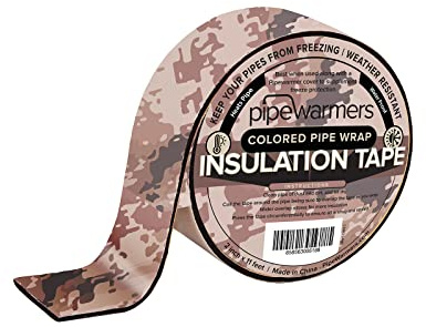 The Original Colored Pipe Insulation Tape by Pipe Warmers-Indoor/Outdoor Use,Weather Resistant,Waterproof Insulation Tape,Keep Pipes Dry+Warm,Prevent Frozen Pipes Self-Adhering(2in X 11ft, Camo Sand)