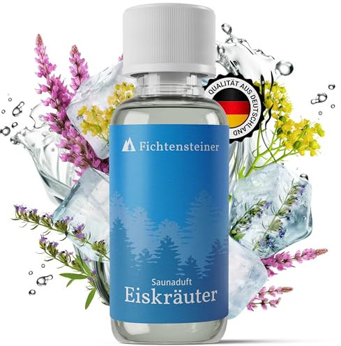 Fichtensteiner Saunaaufguss Eiskräuter - Sauna Aufgussmittel - Ergiebiger Sauna Aufguss für bis zu 100 Sauna Aufgüsse - Wohltuender Saunaduft Aufguss - Sauna Duft - 100ml Aufguss Sauna Zubehör