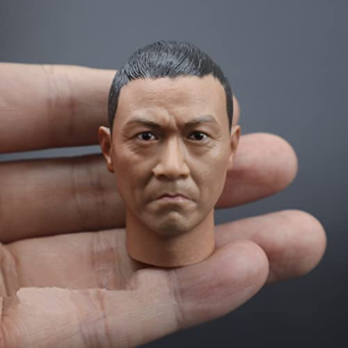 1/6 Maßstab Männliche Figur Kopf Skulptur,Asiatischer Starker Mann Langer Hals Kopf Geschnitzt Head Sculpt für 12inch Männlicher Soldat Action Figur Körper (C)