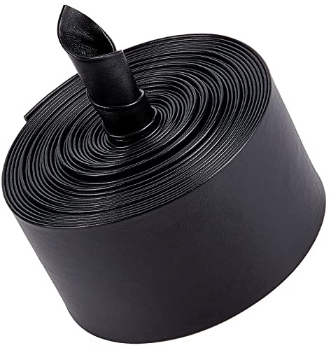 GORGECRAFT 5m 50mm Breites Lederbesatzband Umklappbare Lederstreifen Kunstlederband Schnur Aus Schwarzem Genarbtem Litschi-Imitat Flaches Lederband Für Heimwerker Nähen Säumen Kunsthandwerk Schmuck