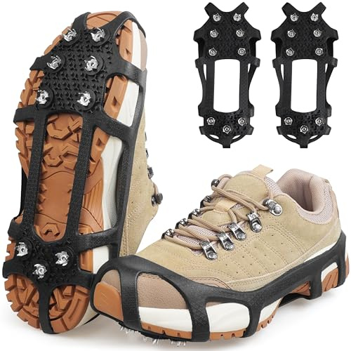 Ice Snow Cleats for Shoes and Boots,Snow Walk Traction Cleats Crampons Non-Slip 9 Point Cleats Ice Snow Grippers Overshoe for Women Men Kids Walking on Snow & Ice