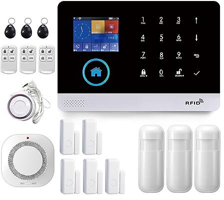 DELURA Alarm System WIFI GSM Wireless Home Security With Fire Smoke Detector Alarm System Remote Control Smart Life Zero false positive rate (Color : F..)