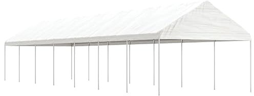 Tidyard Pop up Pavillon mit Dach,Grillpavillon Winterfest,überdachung Unterstand Terrasse,Terrassenpavillon,Festzelt Partyzelt 15,61 x 4,08 x 3,22 m (B x T x H) für Markt, Garten,Hof,Polyethylen Weiß