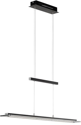 Fischer & Honsel Pendelleuchte, Tenso TW | sandschwarz/chrome-/ rauchfarben | L: 115 cm, B: 9 cm | Höhe 80-150 cm | stufenlos dimmbar | Farbtemperatureinstellung 3 Stufen | 60992 | EEG: F