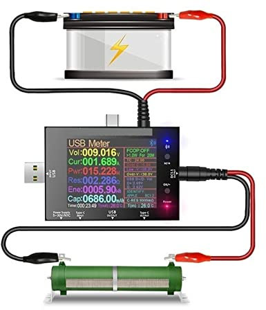 DC5.5 USB Tester Voltímetro Digital Amperímetro Banco de energía Detector de Voltaje Volt Amper Car 12V 24V Batería Router Medidor eléctrico (Color : UD24 DC Alligator)