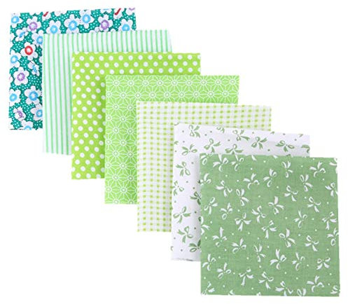 Egurs 7 Stück Patchwork-Stoff aus Baumwolle Quadratisch Stoffpaket Farbenfrohe Nähstoff Quiltingstoffe zum Nähen, Quilten, Basteln, Stoff handgefertigt, Scrapbooking, Kunsthandwerk Grün 50×50cm