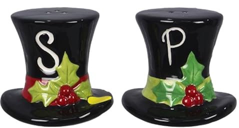 The Bridge Collection Snowman Top Hat Salt and Pepper Shaker Set - 2 Piece Set - Snowman Kitchen Items - Fun Salt and Pepper Shakers for Home Decor