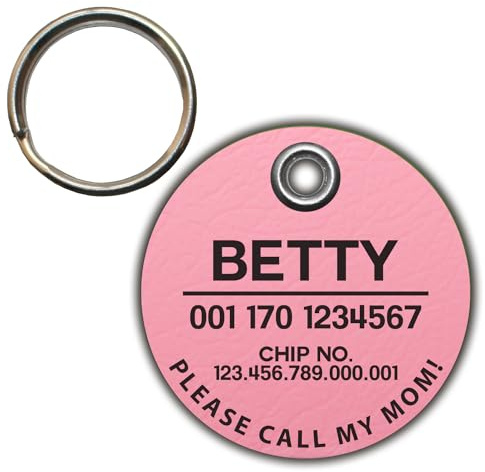 DOG TAG/HUNDEMARKE - aus Biothane - rosa - v1 - rund - Ø 3,4 cm