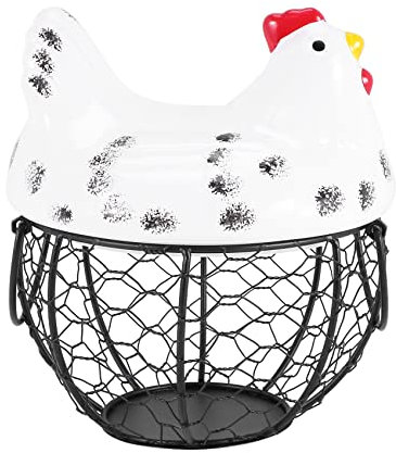 Nagoyuki Cesto Porta Uova e Portaoggetti per Ristorante nel Filo Battuto, Decorazioni per Galline da Cucina (Bianca)