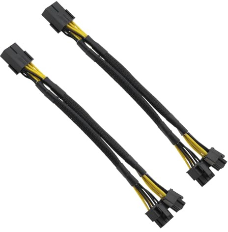 VGOL 2 Piezas PCIE 8 Pines A Doble 8 Pines (6+2) Adaptador Corriente PCIE 18 AWG Longitud Línea 22 Cm Cable Expansión de Alimentación de Tarjeta Gráfica para Conexión GPU Negro