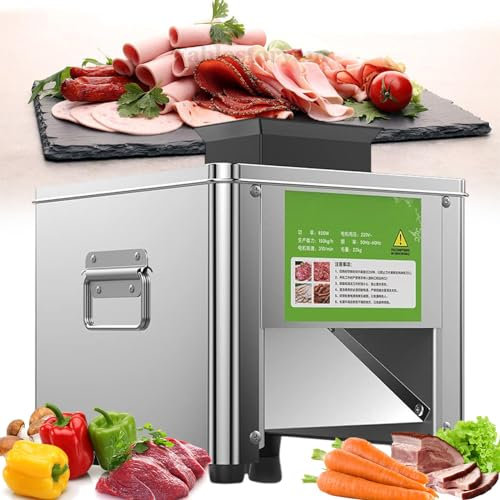 Fablestoryem 850W Trancheuse Electrique, Trancheuse à Jambon, Trancheuse Saucisson, Trancheuse Viande Automatique Acier Inoxydable, pour Boeuf,Agneau,Porc 330LB/h,21MM