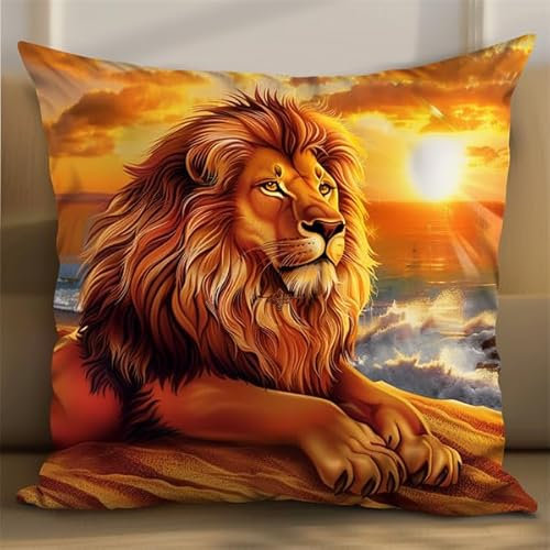 Kitquiver Knüpfkissen Set Löwe Knüpfset für Erwachsene (43X43cm) Knüpfen Handarbeit Set Kissen Bastelset Knüpfen Handwerksset Kissen DIY Bastelset für Anfänger für die Sofa-Heimdekoration