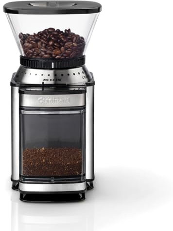 Cuisinart Molinillo de café, uso doméstico, 4-18 tazas, 8 posiciones de molido, Diferentes intensidades de infusión - espresso, cold brew, latte, cappuccino, Fresa Acero Inoxidable