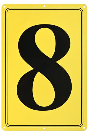 M METERXITY Aluminum Number Sign 8, 11.8 Inch House Numbers and Metal Letters, Parking Spot Letter Signs, Metal Letter Wall Decor for Garden/Door/Mailbox [Yellow Text On Black]