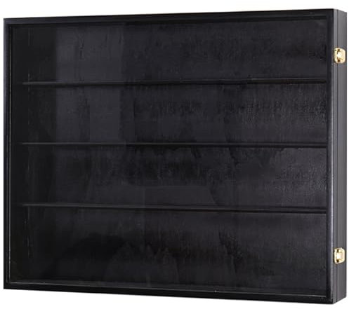 Acryl-Sammler-Vitrine mit Glastüren, Wandregal für Spielzeug und Bücher, transparenter Aufbewahrungskoffer (schwarz, 60 x 8 x 47 cm)