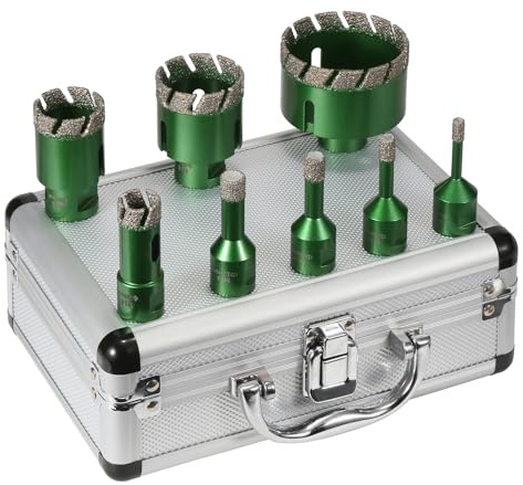 Vearter Juego de brocas de diamante para azulejos de 6 a 68 mm, conexión de rosca M14, para mampostería, corona de perforación para azulejos, mármol, granito, porcelana, hormigón y piedra de cuarzo