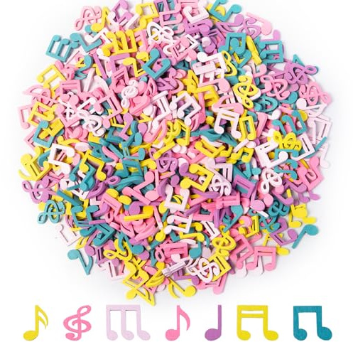 500 Hölzern Musiknote Deko Notenschlüssel Deko Konfetti Holz Streudeko | Taufe Musiknote Confetti Hölzerne Tischdeko Streudeko für Junge Mädchen，Abschlussfeiern, Partys Farbig