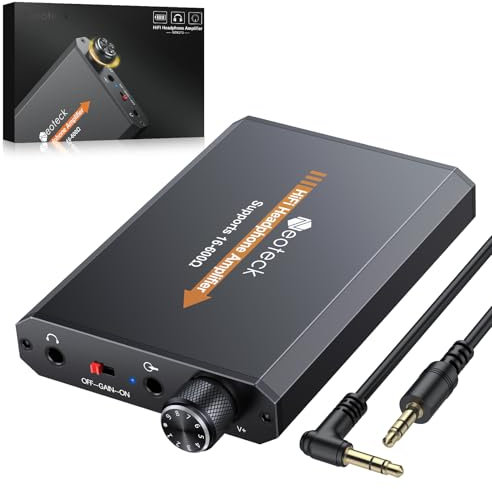 Neoteck 16-600Ω Headphone Amplifier, Portable Headphone Amplifier with Two-Stage Gain Switch, Rechargeble 3.5mm Jack Headphone Amp for MP3 MP4 Phones Digital Players and Computers