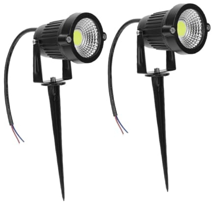 GALPADA 2pcs Outdoor Stake Lights Led Garden Spotlights Waterproof Cob Landscape Lamps 5w Cool White Lawn Walkway Lighting for Yard and Flowerbed