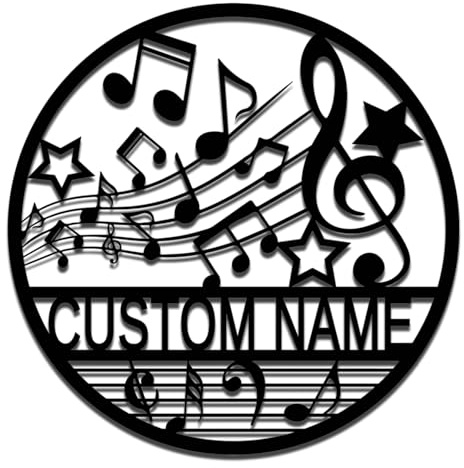 Custom Music Notes Metal Wall Decor,Personalized Music Audio Studio Name Sign,Indoor Outdoor Home Decor,Gift for Music Lover,Musician Gifts music notes