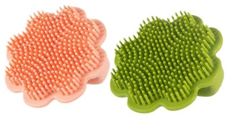 BESPORTBLE 2pcs Silicone Hair Brush with Non-Slip Handle for Newborns Soft Scalp Massager and Cradle Cap Remover Ergonomic Bath Scrubber for Gentle Hair Wash Cleaning