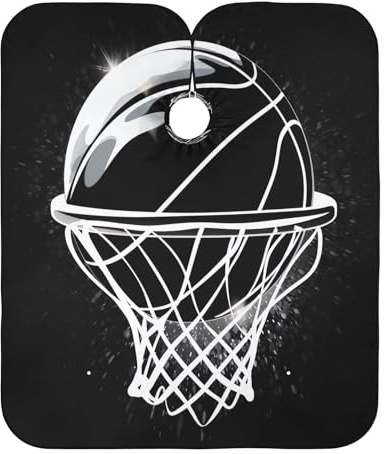 Capas de corte de pelo negras de baloncesto, capa ajustable para corte de pelo, capas únicas de peluquero de 64.9 pulgadas x 55.1 pulgadas