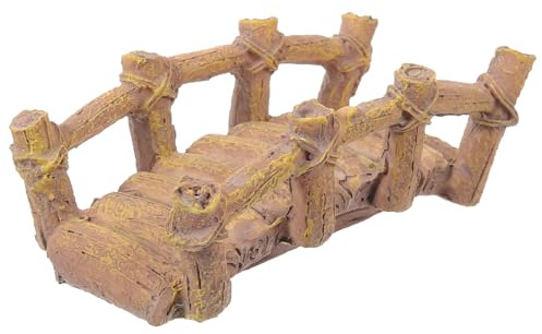 GARVALON Kleiner Gartenbrücke aus Harz Kleine Sandtisch Brückendekoration Wetterfeste Garten und Teichdeko Detailreiches Brückenmodell für Innen und Außen
