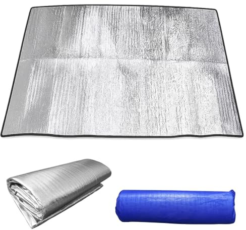 Alu Isomatte Schaummatten - 200x200cm Faltbare Zeltmatte, Camping Bodenmatte aus Aluminiumfolie, für Camping wasserdichte Thermomatte Zeltmatte Bodenmatte Schlafmatte für Camping Thermodecke Matte