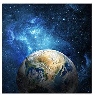 Paul Sinus Art 80x80cm - WANDBILD Galaxis Erde Weltall Sterne - Leinwandbild auf Keilrahmen modern stilvoll - Bilder und Dekoration