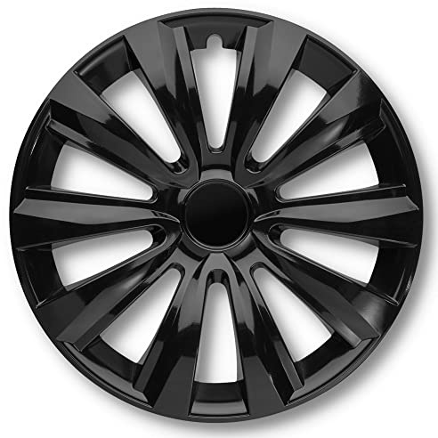 Albrecht Copricerchi 14 Pollici Nero Neri per Cerchioni in Acciaio - Borchie Pollici Delta in plastica di Alta qualità con Rivestimento a Strati - Made in EU