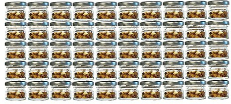 hocz 60er Set Sturzgläser Mini Gläser | Füllmenge 30 ml | Deckelfarbe Silber | to 43 mit Schraub-Deckel Rundgläser Marmeladengläser Obstgläser Einweckgläser Honig Gläser Einmachgläser