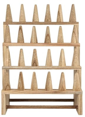 Coco Papaya Grand Porte-bagues/Présentoir à bagues (24 cônes) en Bois Massif Brut