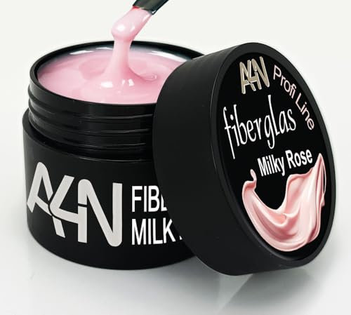A4N AKTIVE4NAILS Fiberglas UV Gel Modellagegel mit Fiberglasstreifen extrem stabil 15ml (MILKY ROSÈ)