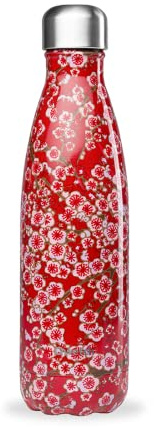 Qwetch - Bouteille Isotherme Originals Flowers Rouge 500ml - 24h Froid et 12h Chaud - Etanche & Réutilisable - Gourde inox isotherme pour Sport, Voyage, Bureau, Randonnée