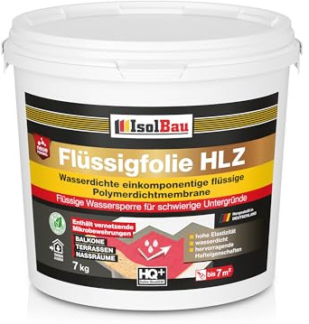 Flüssigfolie HLZ 7kg - Dichtfolie für kritische Untergründe - Wasserdichte Abdichtung für innen & Außenbereich - für Wand & Boden - Balkonabdichtung, Wasserstop, für Fliesen und Holz