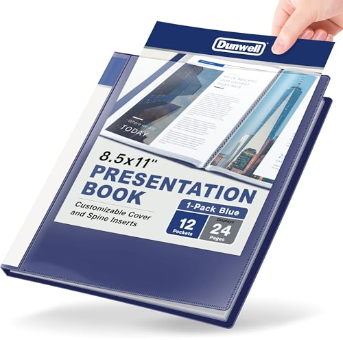Dunwell 12-Pocket Presentation Binder 8.5x11, 24-Page Portfolio Folder