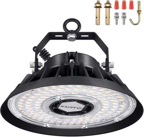 Anten 4er LED Hallenstrahler 200W 34000LM in Kaltweiß(5000K), LED Hallenbeleuchtung mit Höhen Effizienz 170LM/W Schutzart IP65 inkl.U-förmige Montagehalterung