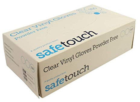 SafeTouch 3 x Powder Free Clear Vinyl Gloves, Medium (Pack of 100)