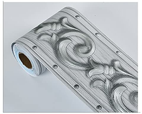 TopHomer Carta da Parati Argentata Autoadesiva per Soffitto e Cucina - Bordo Goffrato PVC per Bagno e Piastrelle - Adesivi Decorativi a Rotolo