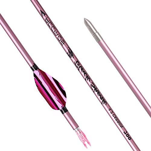 ACCMOS 6St Bogenschießen ID 4,2 mm Spine 500 600 700 800 900 1000 Rosa Spiral Feder Jagdpfeil 23-31 Zoll Pfeil aus Reinem Kohlenstoff, für Pfeil und Bogen Schießen