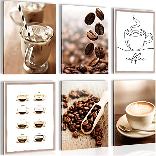 Novart Wandbilder - KEIN EXTRA RAHMEN BENÖTIGT - Esszimmer Küchenbilder - Bilder Modern Kaffee Küche - Coffee - N004365a