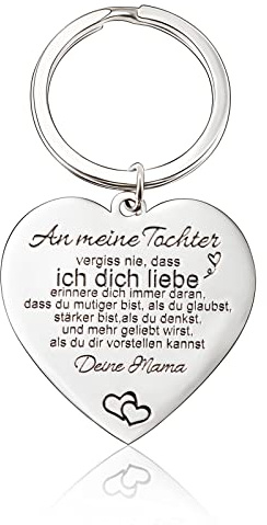 VU100 Lasergravierter Edelstahl-Schlüsselanhänger Geschenk Herzform Charm Schlüsselanhänger für inspirierende Nachrichten Geschenke für Tochter Sohn Enkelin Mädchen von Mama und Papa/Oma und Opa