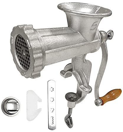 HAWOK Cast Iron Meat Grinder with Tabletop Clamp and Hardened Steel Cutter Sliver…