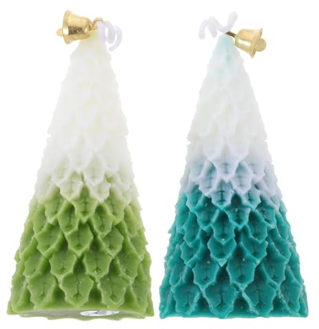 Operitacx 2pcs Christmas Tree Candles Christmas Tree Shaped Candle Santa Scented Candles Holiday Unscented Tea Lights Christmas Fragrance Set Tapered Christmas Decorations